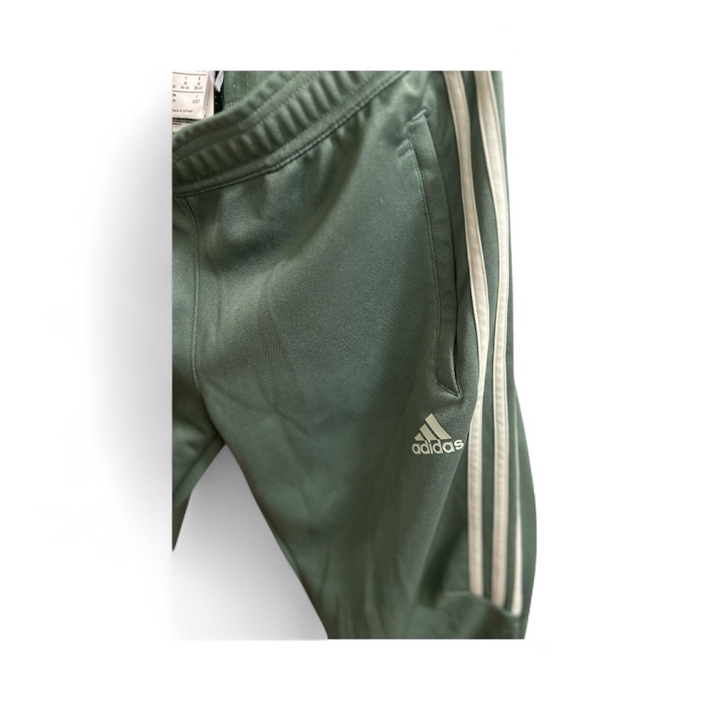 Adidas Kids Forest Green Joggers with White Stripes